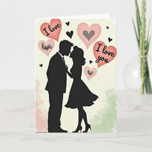 Cartão de Casal Beijando Eu Te Amo