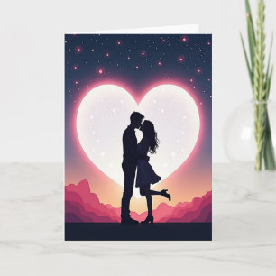 Cartão de Casal Beijando Minimalista