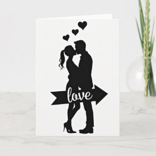 Cartão de Casal Beijo de Amor Romântico