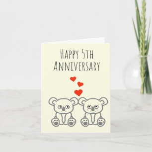 Cartão de Casal Feliz de Aniversário do Urso Koa