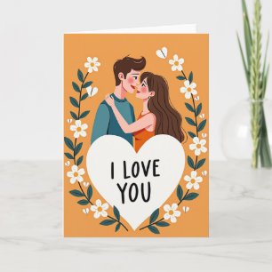 Cartão de Casal Floral Eu Te Amo