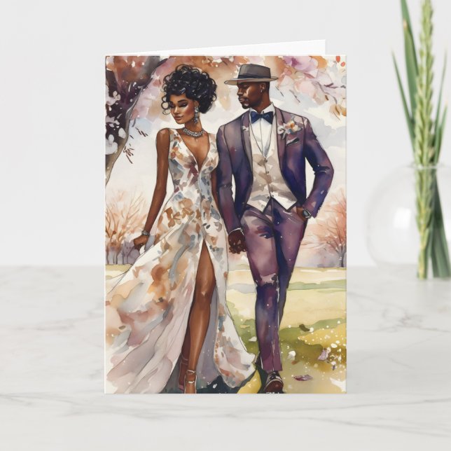 Cartão de Casal Preto de Namorados de Aniversário  (Frente)