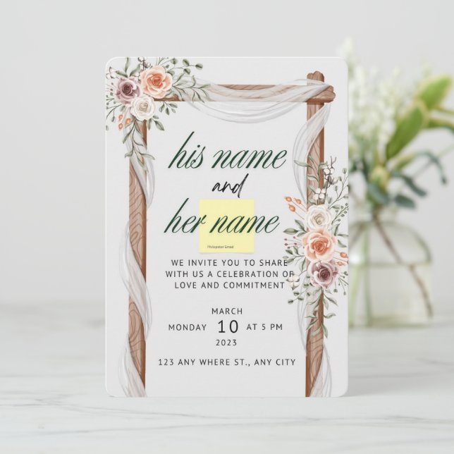Cartão de casamento (Em pé/Frente)