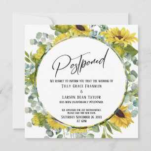 Cartão de Casamento Adiado de Girassol Eucalyptus