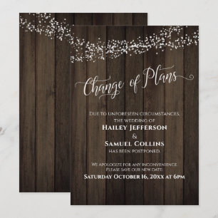 Cartão de Casamento Adiado Mudança de Planos