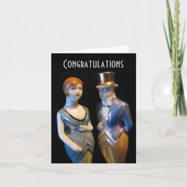 Cartão de casamento/aniversário Art Deco (Frente)