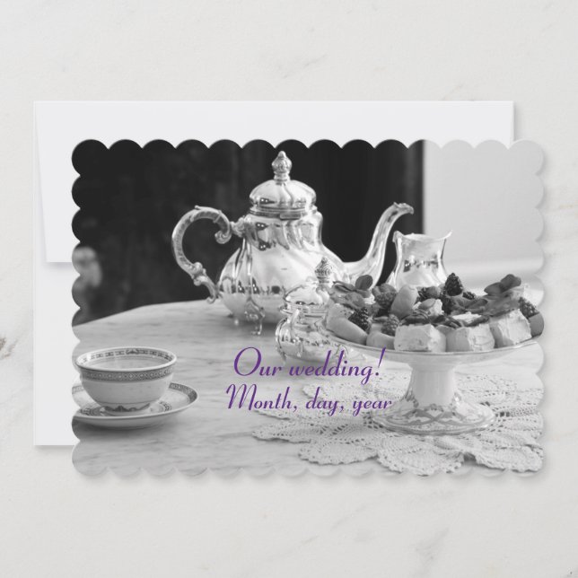 Cartão de casamento antigo elegante (Frente)