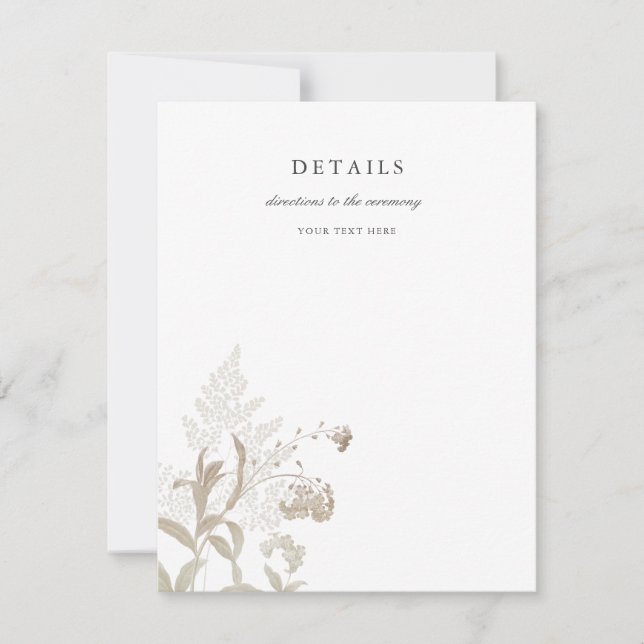 Cartão de Casamento Branco Floral Elegante Terrest (Frente)