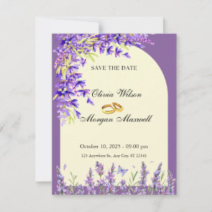 cartão de casamento campos de lavanda