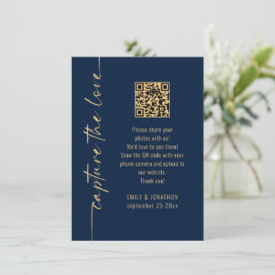 Cartão de Casamento Capture o Amor QR Code Azul Ma