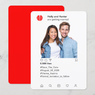 Cartão de Casamento Chinês Estilo Instagram Salve 