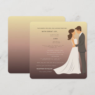 Cartão de Casamento com Brilho de Pôr do Sol Perso