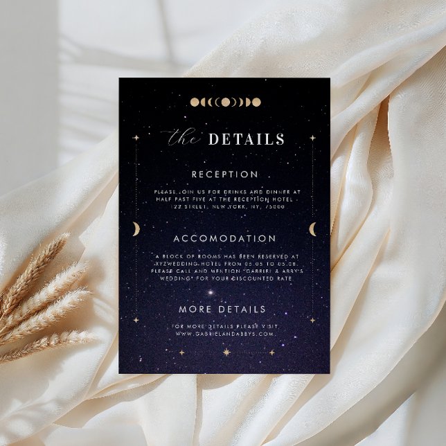 Cartão de Casamento com Detalhes da Lua Estelar Ce (Criador carregado)