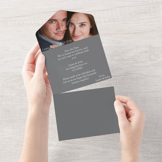 Cartão de Casamento com Foto Personalizada e Texto (Tearaway)