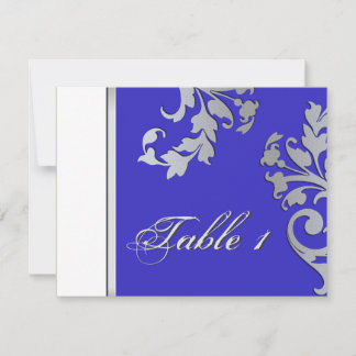 Cartão de Casamento com Número da Mesa - Azul Real