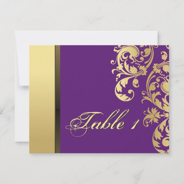Cartão de Casamento com Número da Mesa - Floral Ro (Frente)