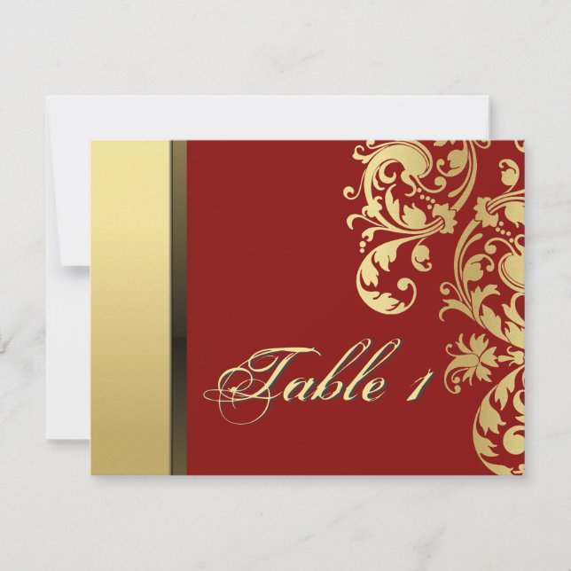 Cartão de Casamento com Número da Mesa - Floral Ve (Frente)