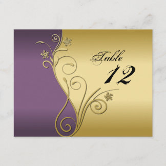 Cartão de Casamento com Número da Mesa - Roxo e Do