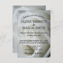 Cartão de Casamento com Textura de Rosa Branca