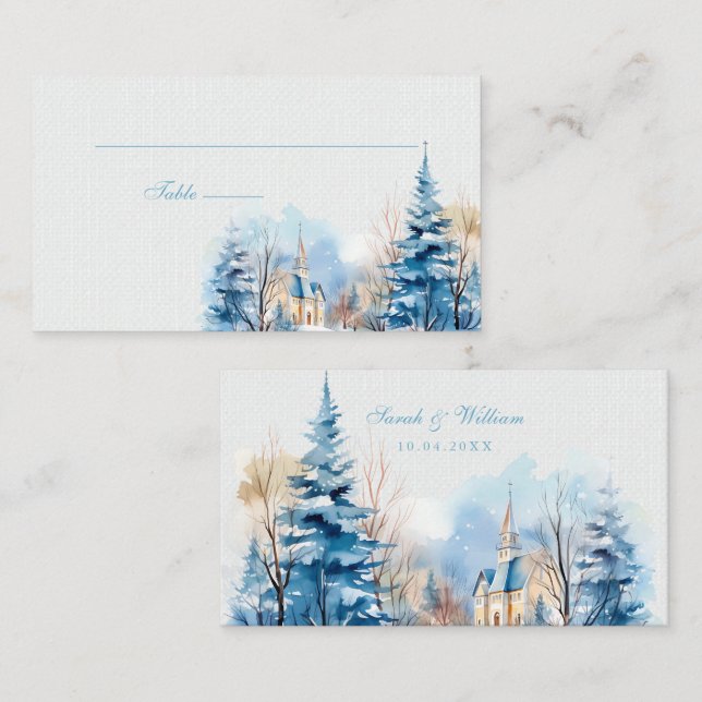 Cartão de Casamento da Floresta de Inverno (Frente/Verso)