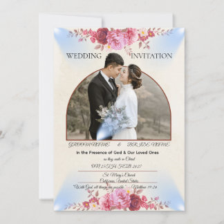 Cartão de Casamento da Igreja Rosa Rubor