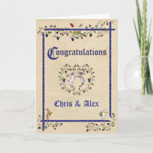 Cartão de casamento de animais medievais (Sra. e S