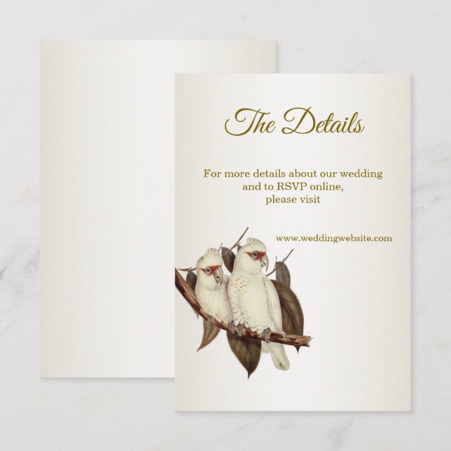 Cartão de Casamento de Aves Brancas (Frente/Verso)