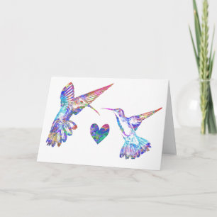 Cartão de Casamento de Beija-flores