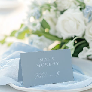 Cartão de Casamento de Caligrafia Azul e Branca