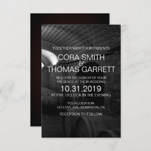 Cartão de Casamento de Cellar de Vinho Branco e Pr