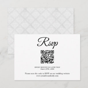 Cartão de Casamento de Código QR RSVP RSVP do Dama