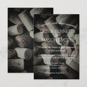 Cartão de Casamento de Cortiça de Vinho Russo Eleg