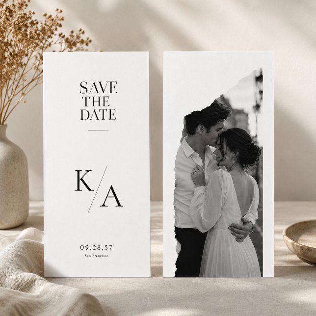Cartão de casamento de data de salvamento com mono (Criador carregado)