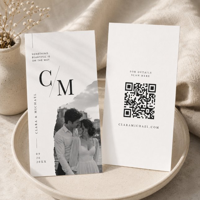Cartão de casamento de data de salvamento de QR Mo (Criador carregado)