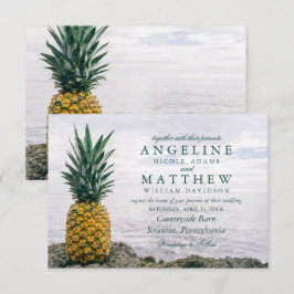 Cartão de Casamento de Destino de Praia Tropical d