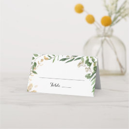 Cartão de Casamento de Folhagem Verde Dourada Trop