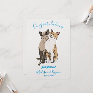 Cartão de Casamento de Gatos Bonitos