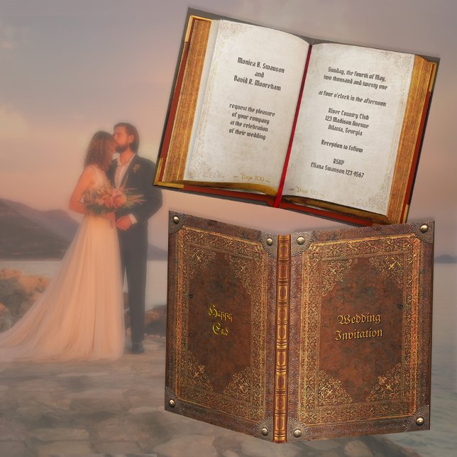 Cartão de Casamento de Livro Anterior (personalizá (Criador carregado)