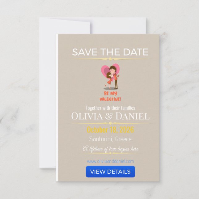Cartão de Casamento de Luxo com Foto para Salvar a (Frente)