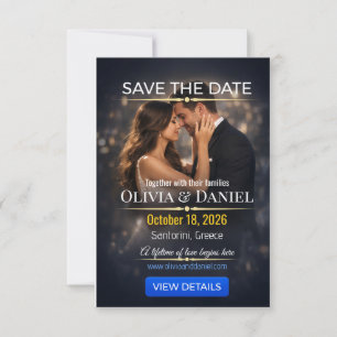Cartão de Casamento de Luxo com Foto para Salvar a