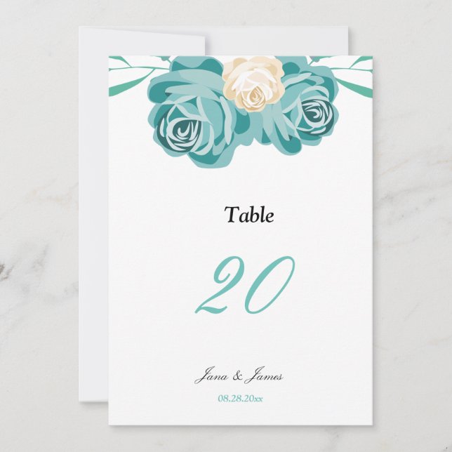 Cartão de casamento de mesa em aquarela elegante e (Frente)