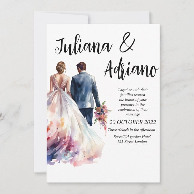 Cartão de casamento de noiva bonita (Frente)