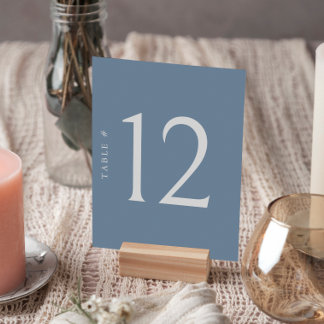 Cartão de Casamento de Número de Tabela Azul com E