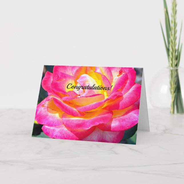 Cartão de Casamento de Parabéns rosa 7220 (Frente)