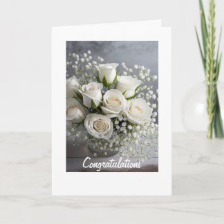 Cartão de Casamento de Rosas Brancas