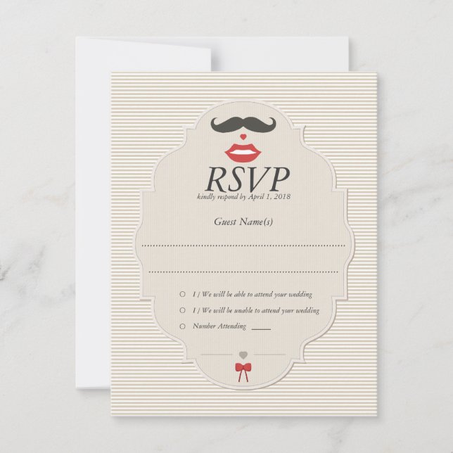 Cartão de Casamento de RSVP Retroativo para Lábios (Frente)