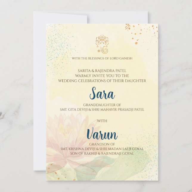 Cartão de casamento Digital Hindu (Frente)