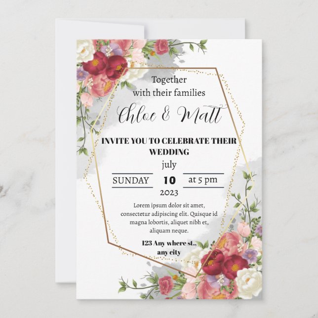 Cartão de casamento digital personalizado (Frente)