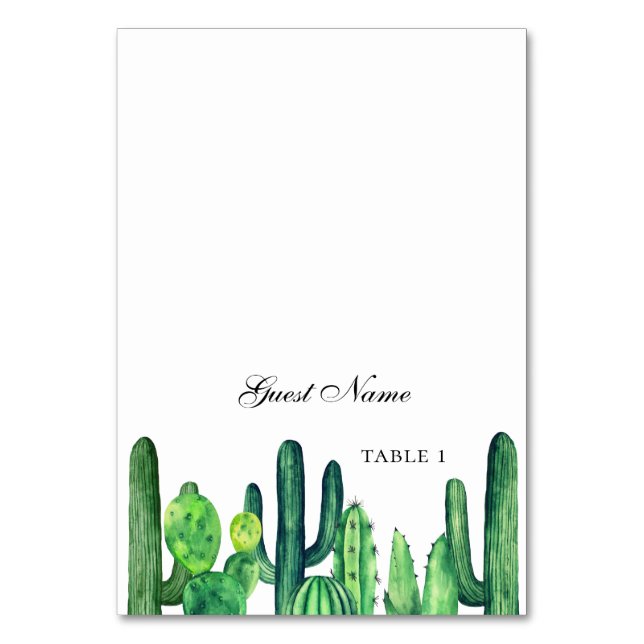 Cartão de casamento do cacto verde. Assentos de ca (Frente)