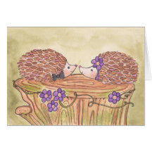 Cartão de casamento do casal do ouriço